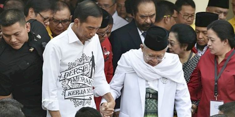 Presiden Joko Widodo dan Wakil Presiden Maruf Amin saat kampanye pemilihan presiden dan wakil presiden 2019 silam/Net