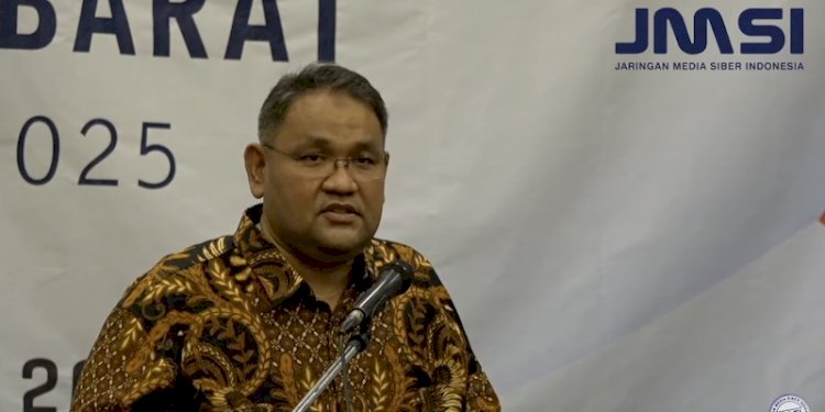 Ketua Umum Jaringan Media Siber Indonesia (JMSI), Teguh Santosa saat pengukuhan kepengurusan JMSI Jawa Barat periode 2020-2025/Repro