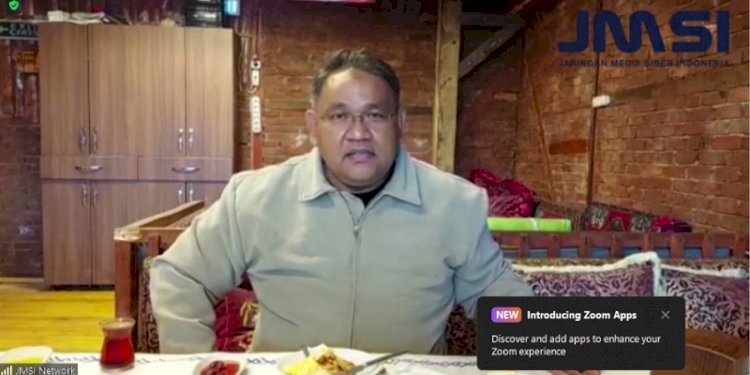 Ketua Umum JMSI Teguh Santosa yang hadir secara virtual dari Bursa, Turki/Repro