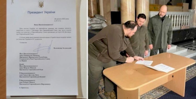 Foto saat Presiden Ukraina Volodymyr Zelensky mengajukan permohonan resmi untuk bergabung dengan Uni EropaMetro