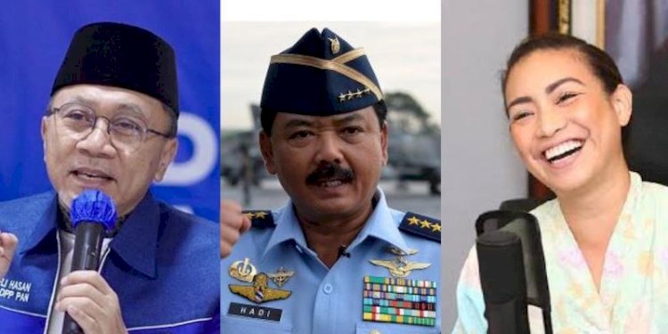Kolase Ketua Umum PAN Zulkifli Hasan, mantan Panglima TNI Marsekal (Purn) Hadi Tjahjanto, dan Ketum Tidar Rahayu Saraswati/Net