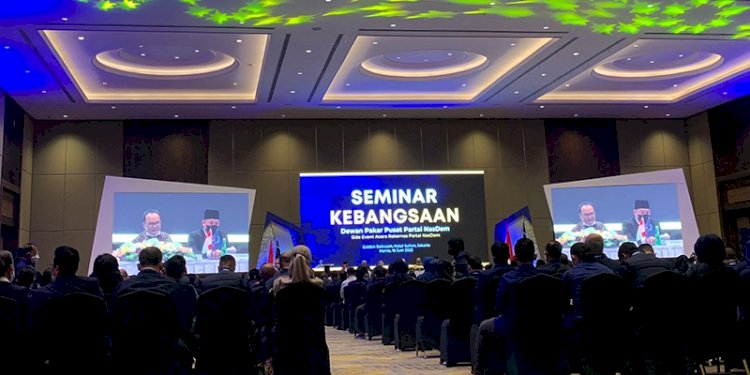 Seminar kebangsaan DPP Partai Nasdem bertajuk “Masa Depan Bangsa di Tengah Maraknya Politik Identitas” di Ballroom Hotel Sultan, Jakarta, Kamis (16/6)/RMOL