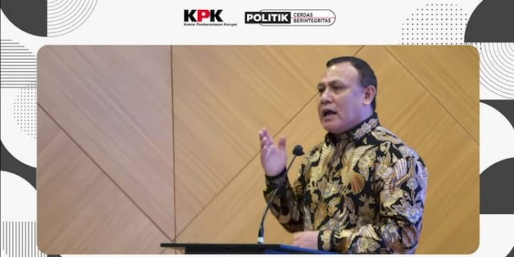 Ketua Komisi Pemberantasan Korupsi (KPK) Firli Bahuri memberi sambutan acara Politik Cerdas Berintegritas (PCB) Terpadu 2022 di Gedung Pusat Edukasi Antikorupsi KPK, Kuningan, Jakarta Selatan, Senin pagi (27/6)/Net