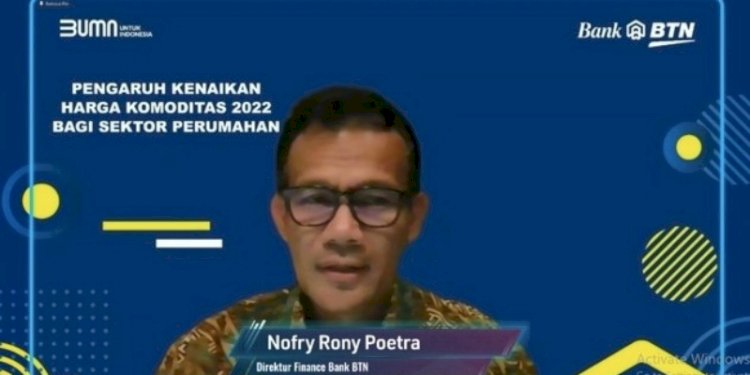 Direktur Finance PT BTN (Persero), Nofry Rony Poetra dalam webinar bertajuk Pengaruh Kenaikan Harga Komoditas 2022 Bagi Sektor Perumahan/Repro