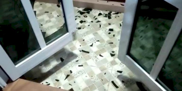Sekretariat DPD KNPI Lampung Utara dirusak orang tak dikenal/Ist
