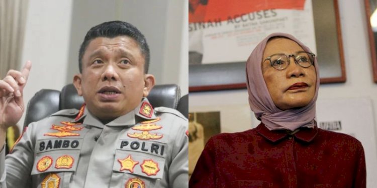 Kolase mantan Kadiv Propam Polri, Irjen Ferdy Sambo dan Ratna Sarumpaet/Net