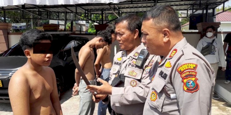 Pemuda yang diamankan Polsek Medan Baru saat hendak tawuran di Hari Kemerdekaan/RMOLSumut