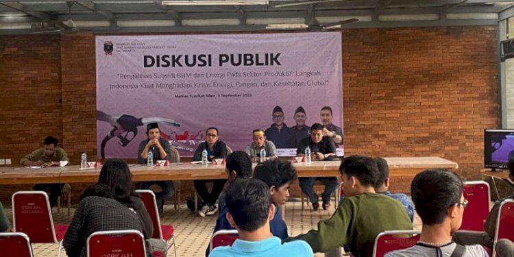 Diskusi publik bertajuk "Pengalihan Subsidi dan Energi pada Sektor Produktif, Langkah Indonesia Kuat Menghadapi Krisis Energi, Krisis Pangan, dan Krisis Kesehatan Global" di markas Syarikat Islam, Jakarta, Sabtu (3/9)/Ist