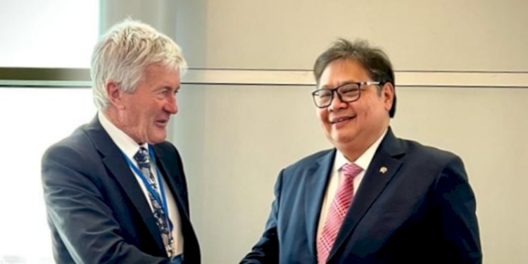 Menteri Koordinator Bidang Perekonomian, Airlangga Hartarto dan Menteri Perdagangan Selandia Baru, Damien O’Connor/Net