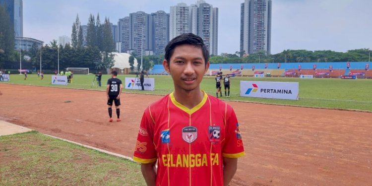Pencetak gol perdana Erlangga FA saat menghadapi Bina Taruna di Liga RMOL, Muhammad Ferdiyansyah/RMOL