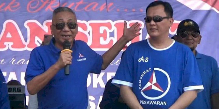  Ketua Demokrat Lampung Edy Irawan Arief dan Ketua DPC Pesawaran Aries Sandi Darma Putra/Ist
