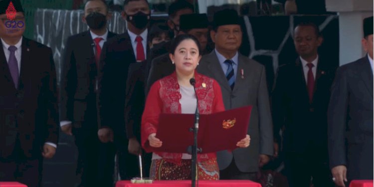 Ketua DPR RI, Puan Maharani saat membacakan ikrar di Upacara Peringatan Hari Kesaktian Pancasila Tahun 2022/Net