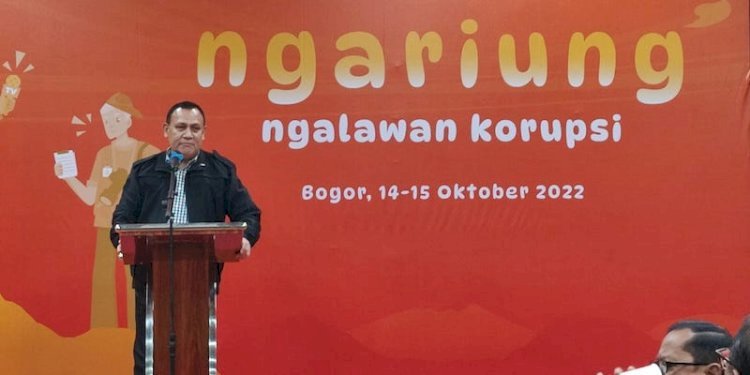 Ketua KPK, Firli Bahuri dalam acara media gathering di Leuweung Geledegan Ecolodge, Bogor pada Jumat malam (14/10)/RMOL