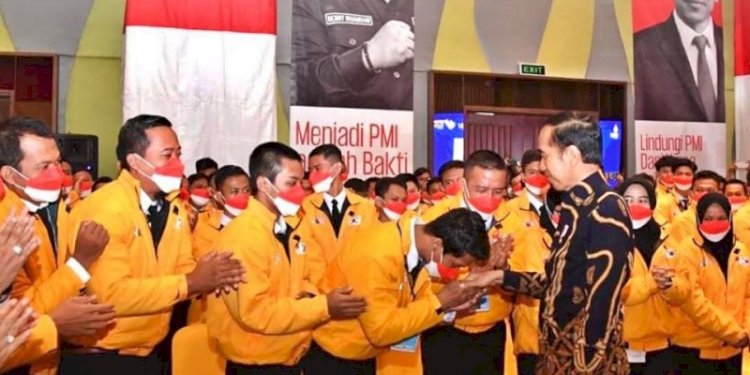 Presiden Joko Widodo dalam acara Pelepasan PMI ke negara tujuan Korea Selatan, di Hotel El Royale, Jakarta Pusat, Senin (17/10)/Net