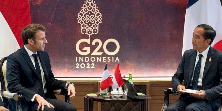 Presiden Jokowi saat pertemuan bilateral dengan Presiden Prancis, Emmanuel Macron, Selasa (15/11)/Net