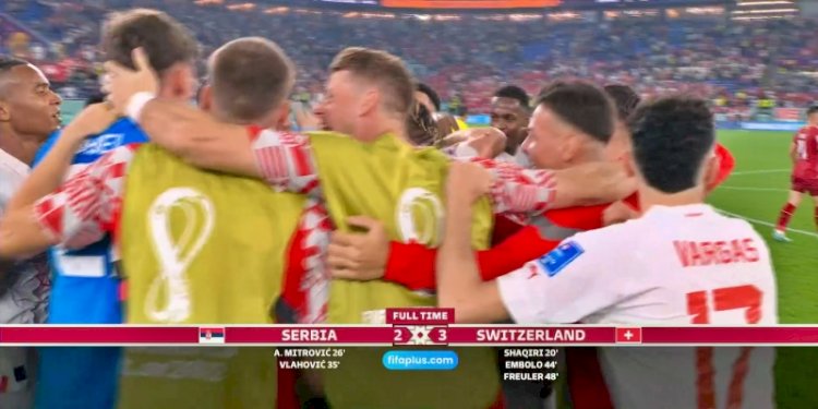 Pemain Swiss merakan kemenangan lawan Serbia/Net