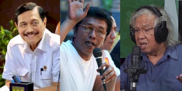  Kolase Menko Kemaritiman dan Investasi, Luhut Binsar Pandjaitan (LBP), politisi PDIP Adian Napitupulu, dan politisi senior PDIP Panda Nababan/Net