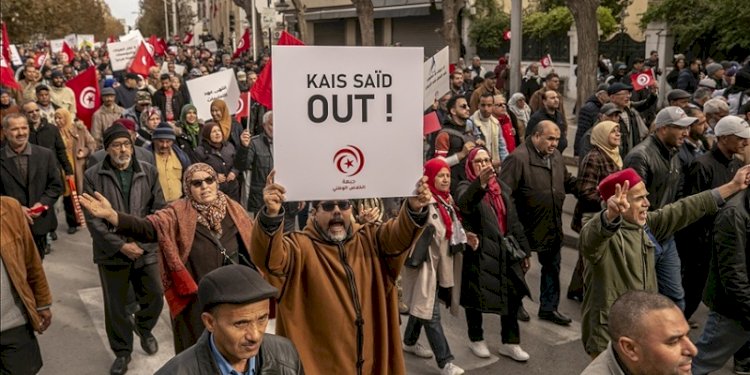  Aksi demonstrasi menuntut pengunduran diri Presiden Tunisia Kais Saied/Net