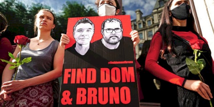 Masyarakat adat Brasil memprotes demarkasi tanah adat dan pembunuhan jurnalis Inggris Dom Phillips dan spesialis urusan Pribumi Brasil Bruno Pereira, di Sao Paulo/Net