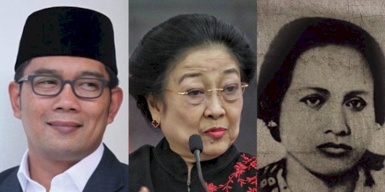 Dari kiri ke kanan: Gubernur Jawa Barat Ridwan Kamil, Ketua Umum PDI Perjuangan Megawati Soekarnoputri, dan istri Bung Karno, Inggit Garnasih./Ist