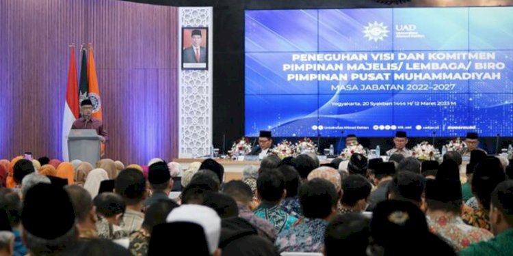 Ketua Umum Pimpinan Pusat Muhammadiyah, Haedar Nashir, saat konsolidasi peneguhan visi dan komitmen, di Kampus I Universitas Ahmad Dahlan (UAD)/Ist
