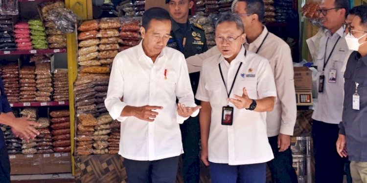 Presiden Joko Widodo bersama Menteri Perdagangan Zulkifli Hasan meninjau pasar/Ist