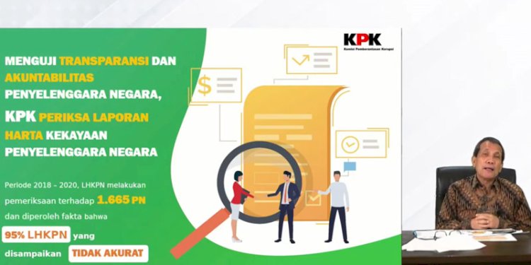 Deputi Bidang Pencegahan dan Monitoring KPK, Pahala Nainggolan, memaparkan temuan KPK soal LHKPN/Repro