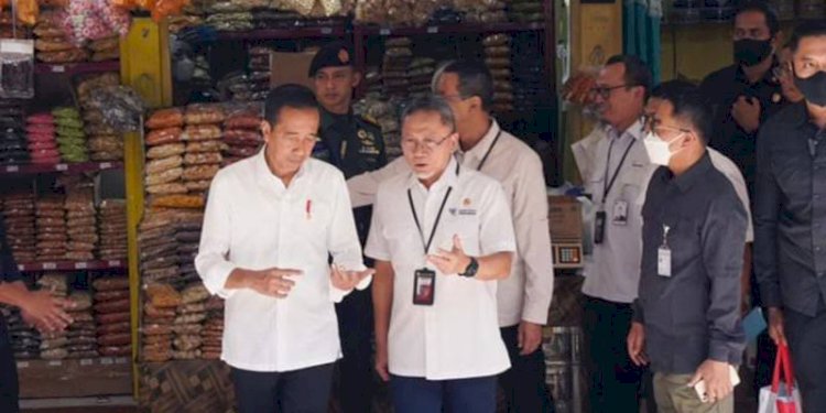 Mendag Zulhas saat bersama Presiden Joko Widodo turun ke pasar/Net