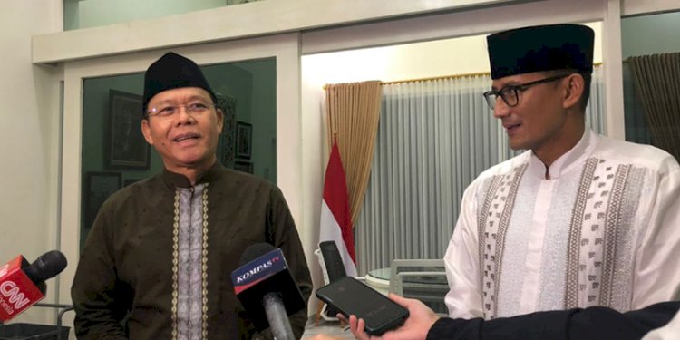 Wakil Ketua Dewan Pembina Partai Gerindra Sandiaga Uno bersilaturahmi ke kediaman Plt Ketum PPP Mardiono/Net