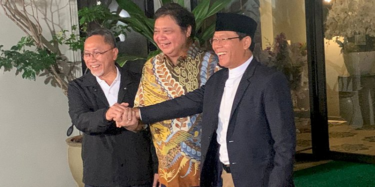 Pertemuan tiga ketua umum parpol yang tergabung dalam Koalisi Indonesia Bersatu (KIB)/RMOL