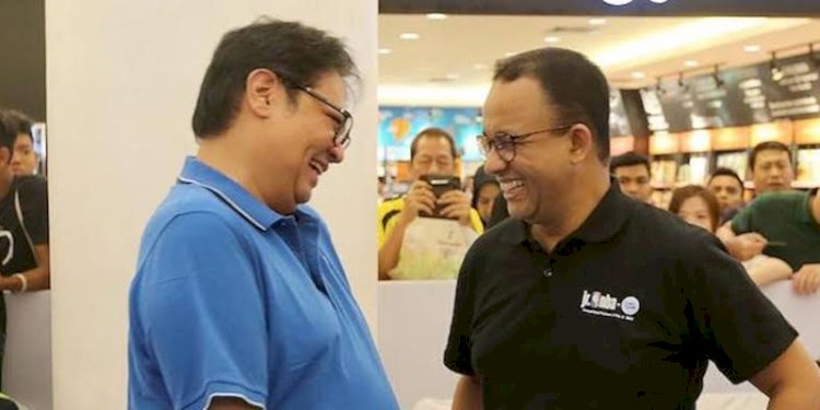 Ketua Umum Partai Golkar Airlangga Hartarto dan Anies Baswedan/Net