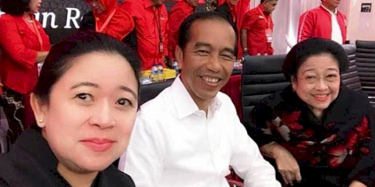 Presiden Jokowi bersama Puan Maharani dan Megawati Soekarnoputri/Net