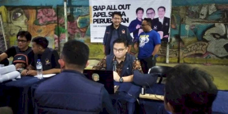 Ketua DPD Partai Nasdem Kota Bandung, Rendiana Awangga, disela rapat persiapan Apel Siaga Perubahan ia gelar di Lapang Dash Futsal Sukamiskin, Kota Bandung, Jumat (14/7)/RMOLJabar