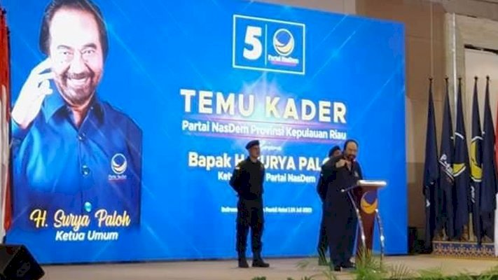 Ketum Nasdem Surya Paloh saat memberikan pembekalan Bacaleg Partai Nasdem Provinsi Kepulauan Riau (Kepri)/Ist