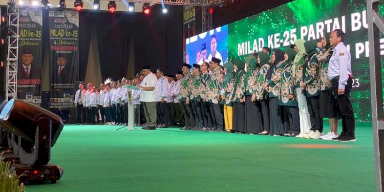 Sekretaris Jenderal Partai Bulan Bintang (PBB) Afriansyah Noor saat pidato di Milad ke-25 PBB/RMOL