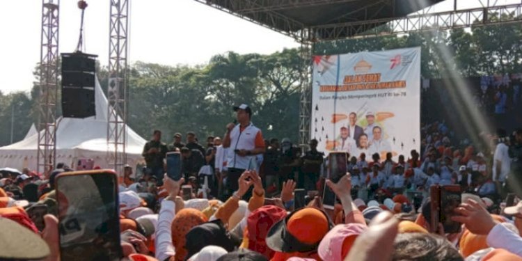 Anies Baswedan saat menyampaikan sambutan di hadapan ribuan kader dan simpatisan PKS/RMOLJabar