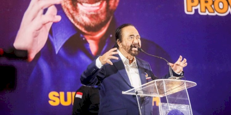 Ketua Umum Partai Nasdem, Surya Paloh saat berpidato pada Orientasi Calon Legislatif Partai Nasdem Sumatera Utara di MICC Medan/RMOLSumut