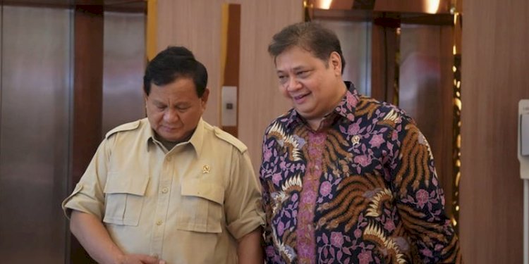 Ketua Umum Gerindra Prabowo Subianto bersama Ketua Umum Golkar Airlangga Hartarto/RMOL