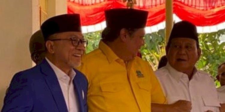 Ketua Umum PAN Zulkifli Hasan, Ketua Umum Golkar Airlangga Hartarto dan Ketua Umum Gerindra sekaligus bacapres, Prabowo Subianto/RMOL