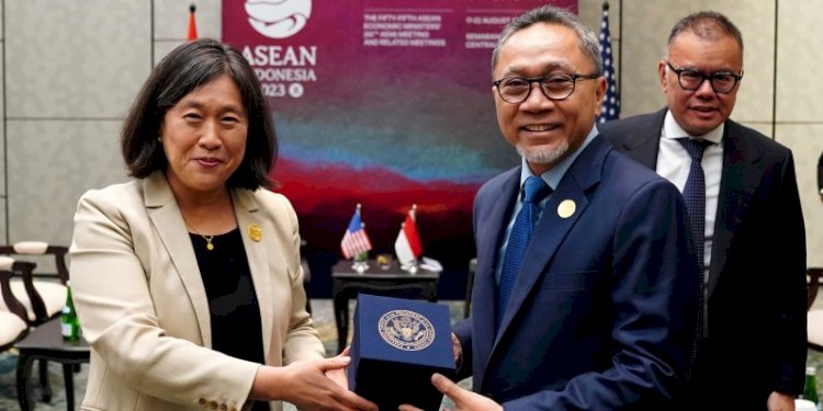 Menteri Perdagangan RI Zulkifli Hasan dan Duta Besar Perwakilan Perdagangan Amerika Serikat Katherine Tai/Ist