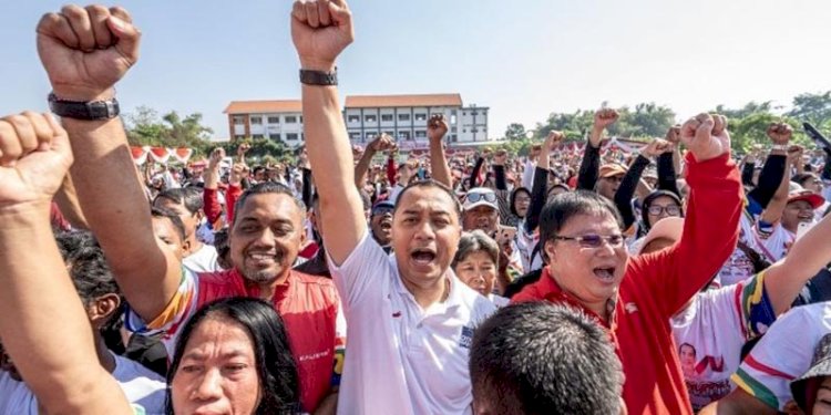 Warga Kota Surabaya pendukung Calon Presiden Ganjar Pranowo tumplek blek di Lapangan Jeruk, Lakarsantri, Surabaya barat, Minggu (3/9)/Ist