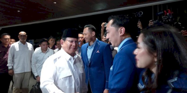 Bacapres Koalisi Indonesia Maju, Prabowo Subianto, hadiri Rapimnas Partai Demokrat di Jakarta/Net