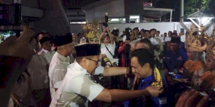 Gerindra Lampung menyambut kedatangan rombongan Partai Demokrat, Kamis (28/9)/RMOLLampung