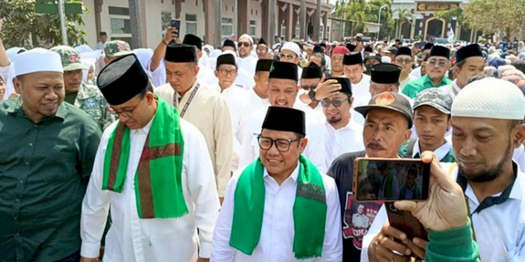 Pasangan calon Anies Baswedan-Muhaimin Iskandar saat bersilaturahmi ke Pasuruan/Net