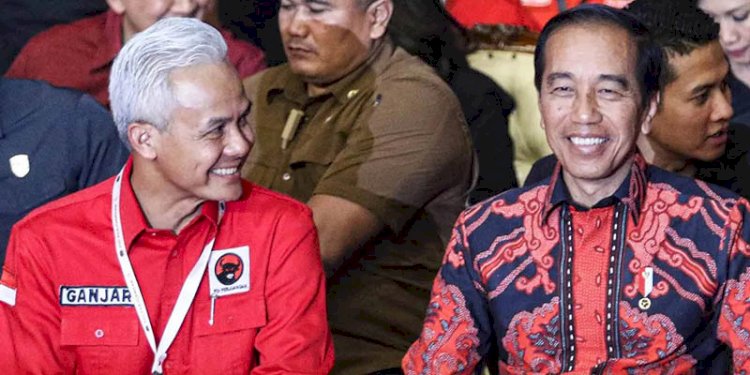 Bacapres Ganjar Pranowo dan Presiden Joko Widodo di acara Rakernas PDIP/Net