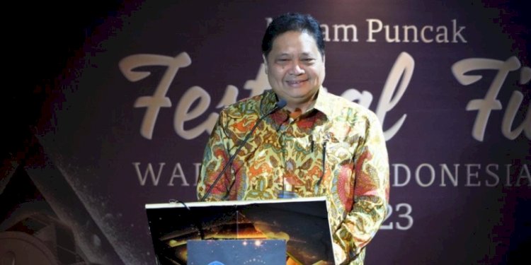 Menko Perekonomian Airlangga Hartarto menghadiri Malam Puncak Penghargaan Festival Film Wartawan Indonesia 2023 di Pusat Perfilman H.Usmar Ismail, Jumat (27/10)/Ist