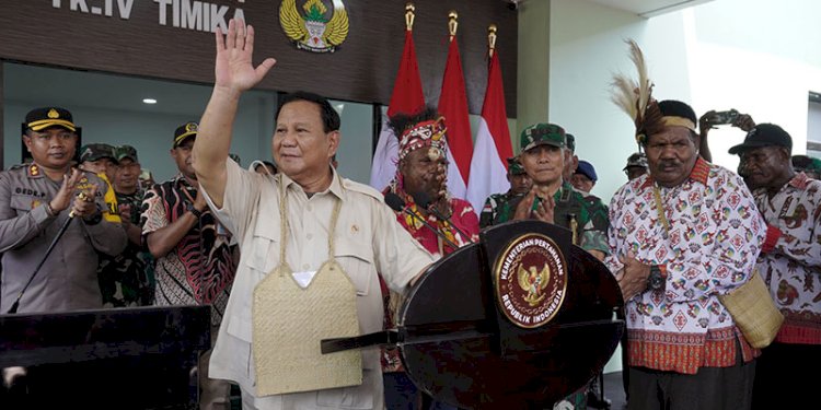 Menteri Pertahanan Prabowo Subianto saat meresmikan Rumah Sakit Tk. IV Timika, Papua, Jumat (10/11)/Istimewa