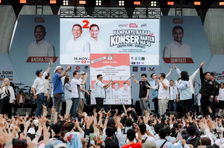 ilustrasi - Pasangan calon Gubernur dan Wakil Gubernur Banten nomor urut 2, Andra Soni-Dimyati Natakusumah saat Kampanye Akbar di Lapangan Bukit Cilegon Asri (BCA), Jalan Lingkar Selatan (JLS), Bagendung, Cilegon, Sabtu (16/11/2024). ANTARA/HO-Tim Andra-Dimyati