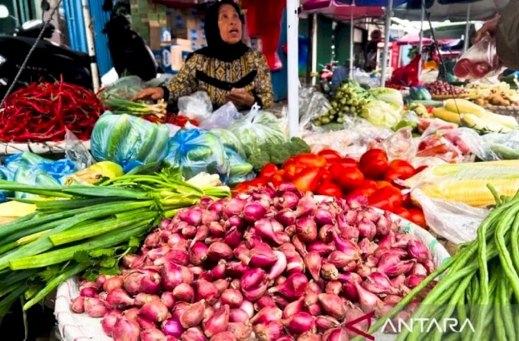 ilustrasi - Bawang merah dan komoditas pangan lainnya yang dijual di Pasar Minggu, Jakarta Selatan, Senin (17/2/2025). ANTARA/Harianto